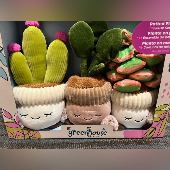 Russ Greenhouse By Russ- 12 in Potted Plant Plush Set- 3 packs- BRAND NEW - Picture 3 of 3